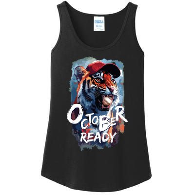 October Ready Tiger Baseball Sports Playoffs Ladies Essential Tank