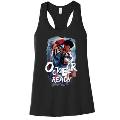 October Ready Tiger Baseball Sports Playoffs Women's Racerback Tank