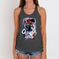 October Ready Tiger Baseball Sports Playoffs Women's Knotted Racerback Tank