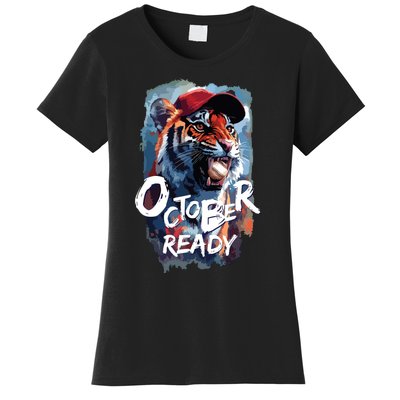 October Ready Tiger Baseball Sports Playoffs Women's T-Shirt