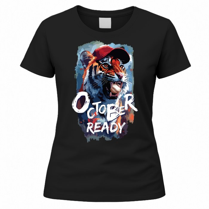 October Ready Tiger Baseball Sports Playoffs Women's T-Shirt