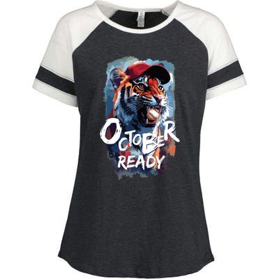 October Ready Tiger Baseball Sports Playoffs Enza Ladies Jersey Colorblock Tee