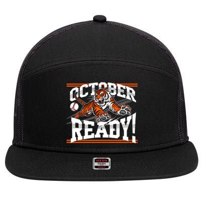 October Ready Tiger Baseball Fan Apparel 7 Panel Mesh Trucker Snapback Hat