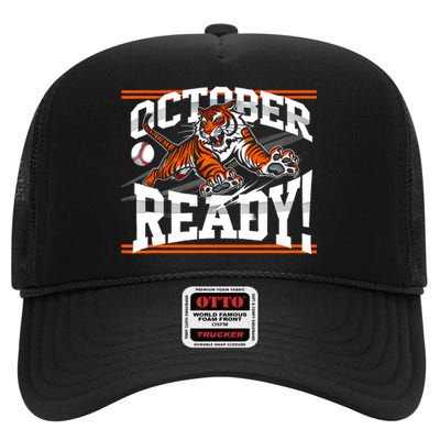 October Ready Tiger Baseball Fan Apparel High Crown Mesh Back Trucker Hat