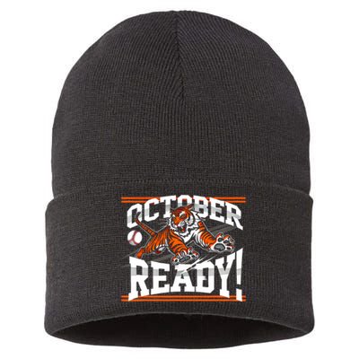 October Ready Tiger Baseball Fan Apparel Sustainable Knit Beanie