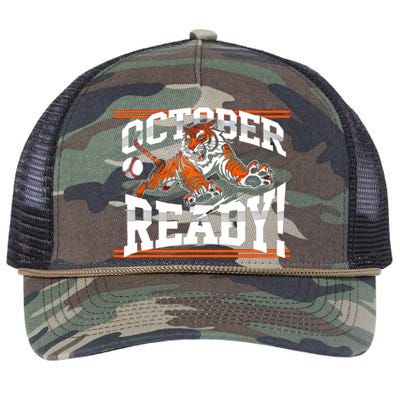 October Ready Tiger Baseball Fan Apparel Retro Rope Trucker Hat Cap