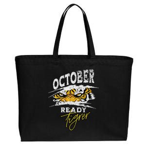 October Ready Tiger Funny Tiger D In October Ready Cotton Canvas Jumbo Tote