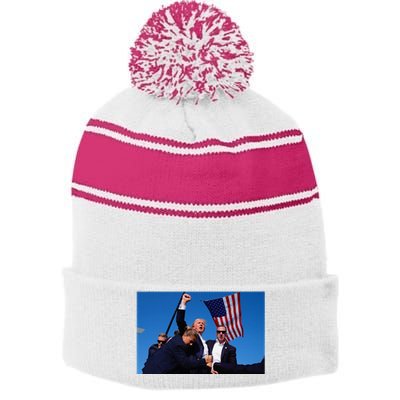 Old Row Trump Trump Rally Donald Trump 2024 Stripe Pom Pom Beanie