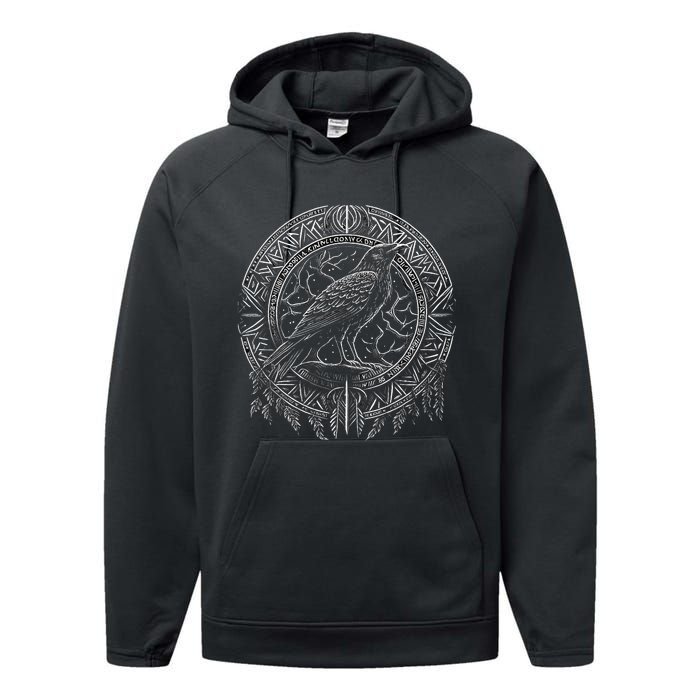 Odins Raven Viking Midgard Thor Walhalla Performance Fleece Hoodie