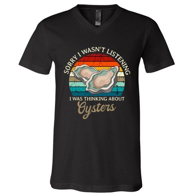 Oyster Retro Vintage Shucker Shelfish Seafood Mollusks V-Neck T-Shirt