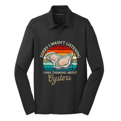 Oyster Retro Vintage Shucker Shelfish Seafood Mollusks Silk Touch Performance Long Sleeve Polo