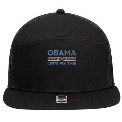 Obama Retro Vintage Patriotic 2028 Political Protest Rally 7 Panel Mesh Trucker Snapback Hat