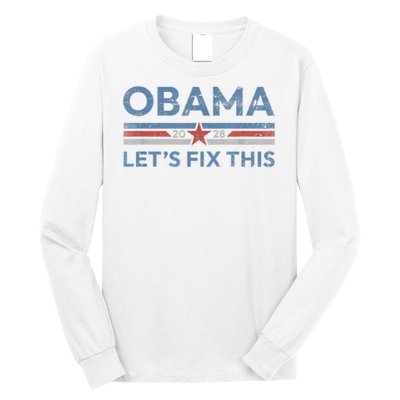 Obama Retro Vintage Patriotic 2028 Political Protest Rally Long Sleeve Shirt