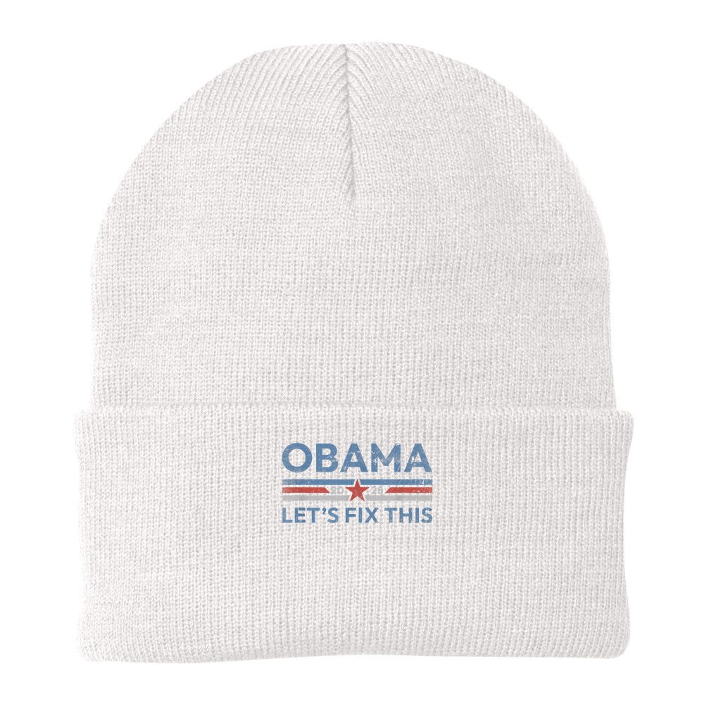 Obama Retro Vintage Patriotic 2028 Political Protest Rally Beanie