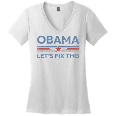 Obama Retro Vintage Patriotic 2028 Political Protest Rally Women's V-Neck T-Shirt