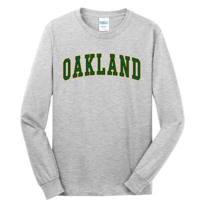 Oakland Retro Vintage Green Arched Tall Long Sleeve T-Shirt