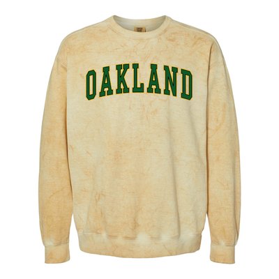 Oakland Retro Vintage Green Arched Colorblast Crewneck Sweatshirt