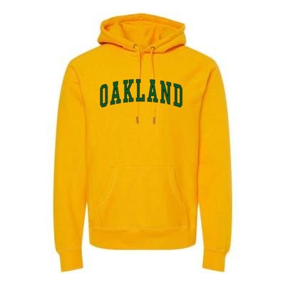 Oakland Retro Vintage Green Arched Premium Hoodie