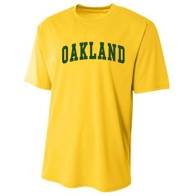 Oakland Retro Vintage Green Arched Performance Sprint T-Shirt