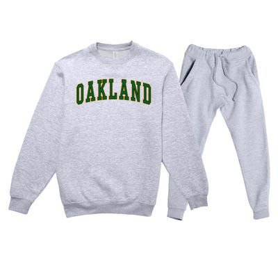 Oakland Retro Vintage Green Arched Premium Crewneck Sweatsuit Set