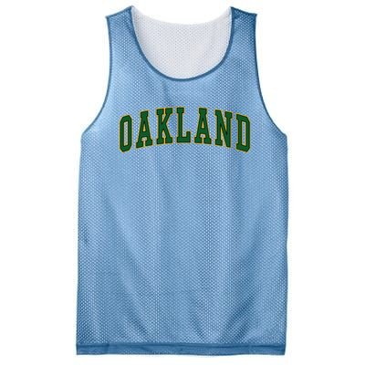 Oakland Retro Vintage Green Arched Mesh Reversible Basketball Jersey Tank