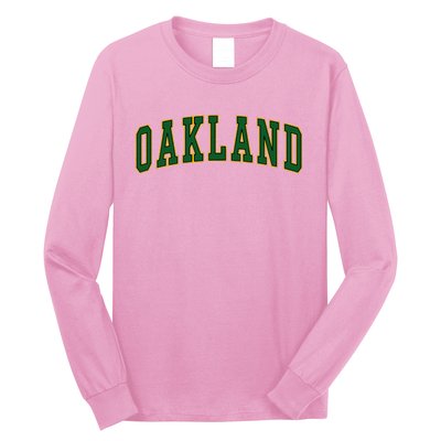 Oakland Retro Vintage Green Arched Long Sleeve Shirt