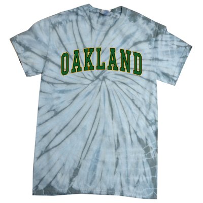 Oakland Retro Vintage Green Arched Tie-Dye T-Shirt