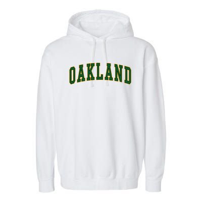 Oakland Retro Vintage Green Arched Garment-Dyed Fleece Hoodie