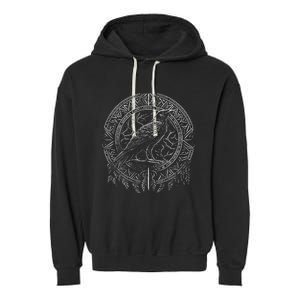 Odins Raven Viking Midgard Thor Walhalla Garment-Dyed Fleece Hoodie