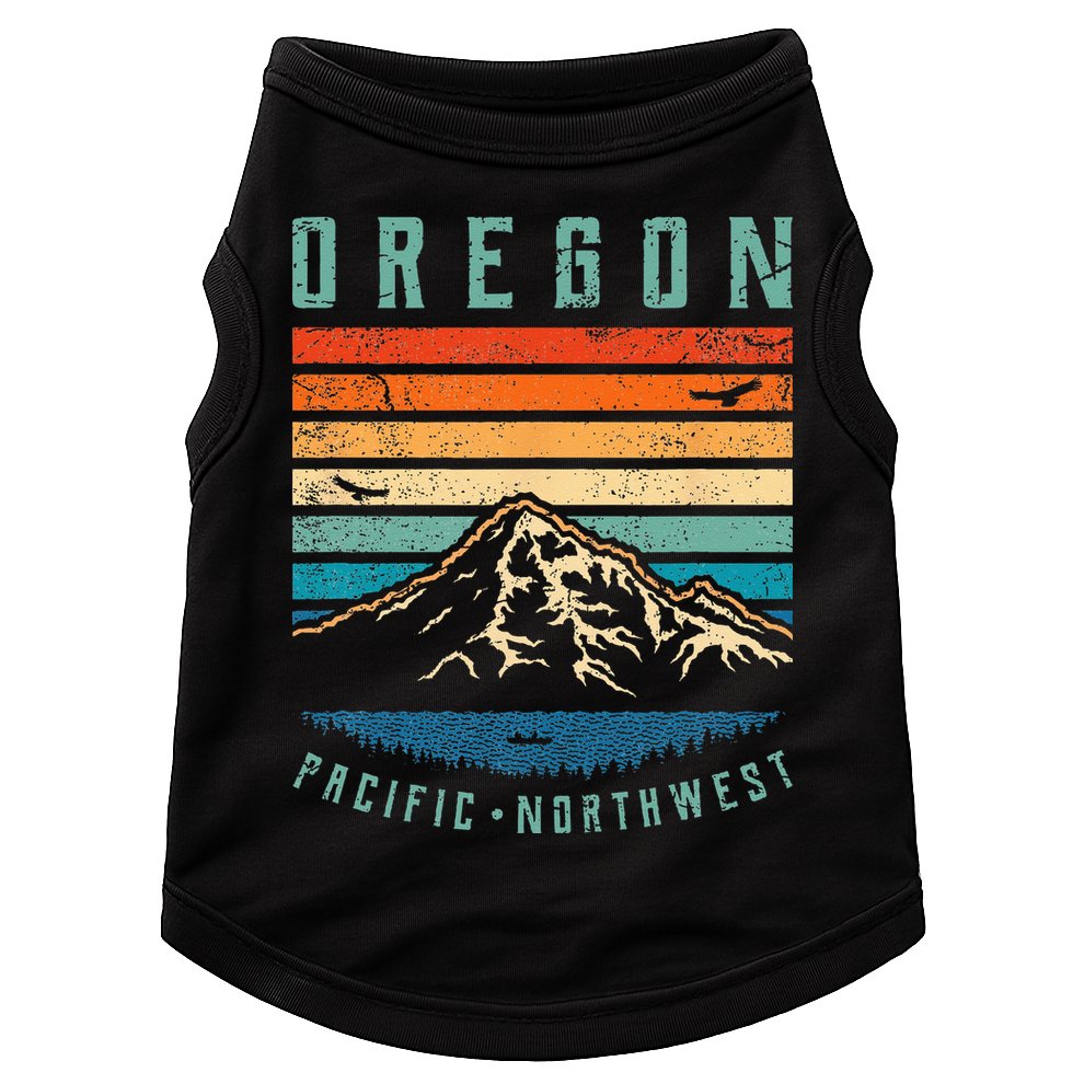 Oregon Retro Vintage Portland Home State Mountains Doggie Tank