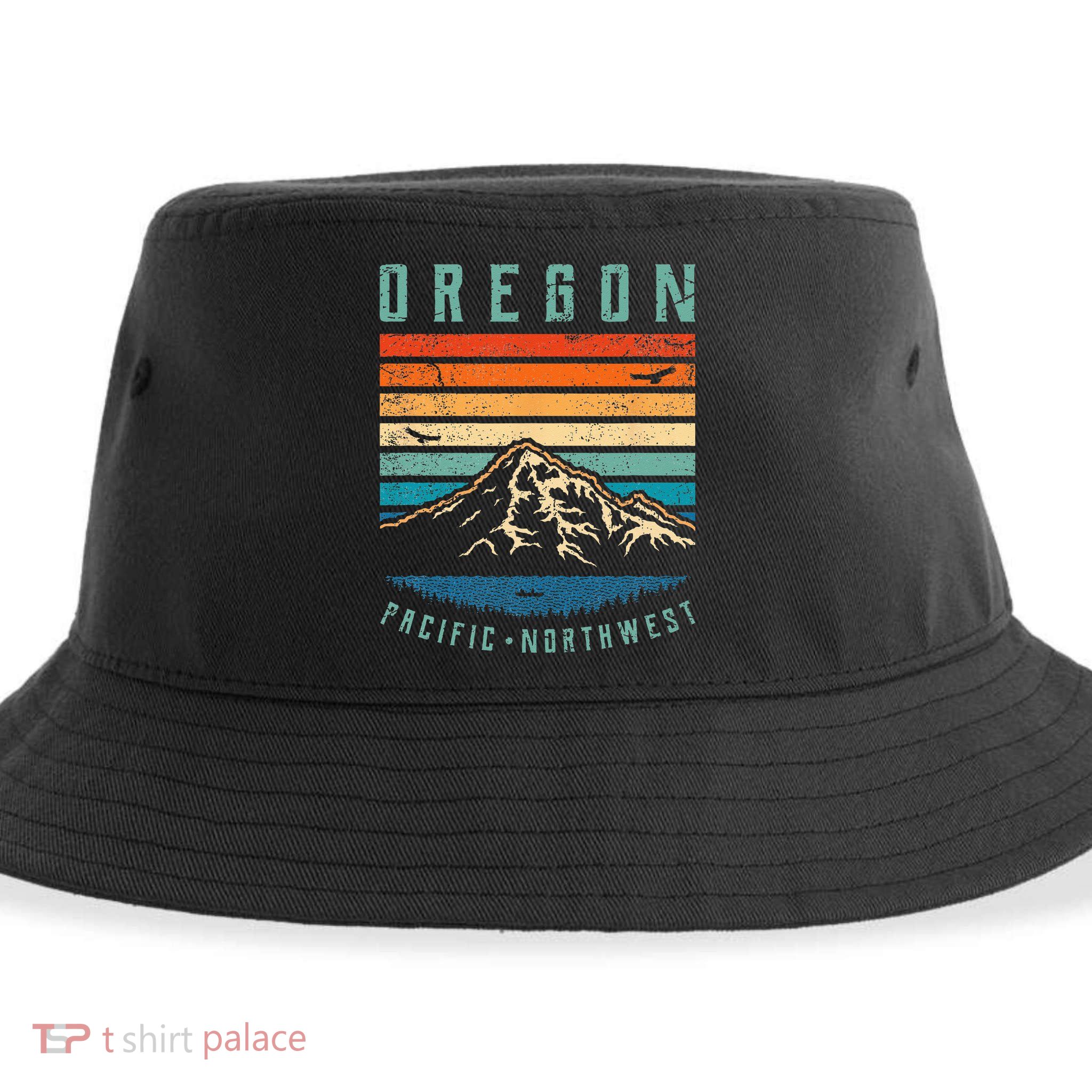 Oregon Retro Vintage Portland Home State Mountains Sustainable Bucket Hat