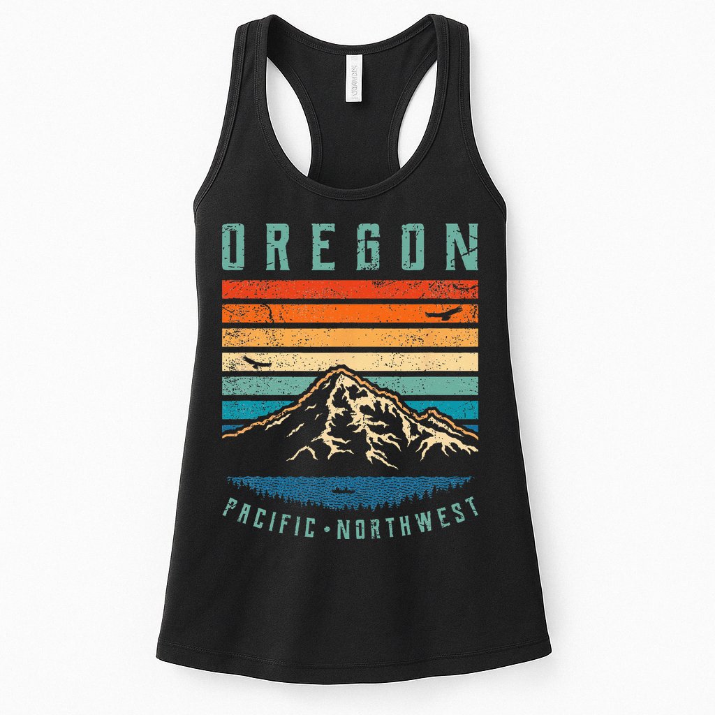 Oregon Retro Vintage Portland Home State Mountains Womens Tank Top
