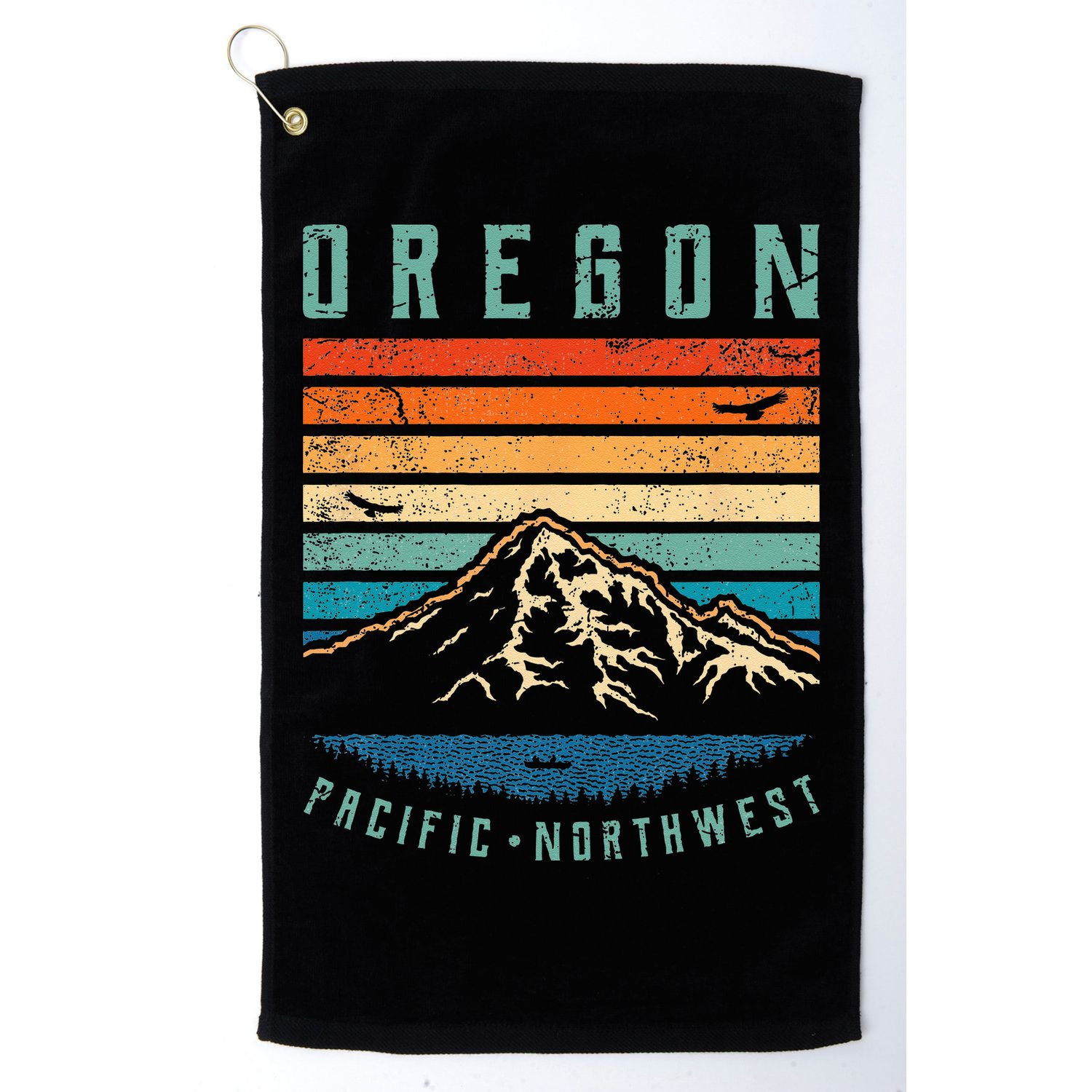 Oregon Retro Vintage Portland Home State Mountains Golf Towel