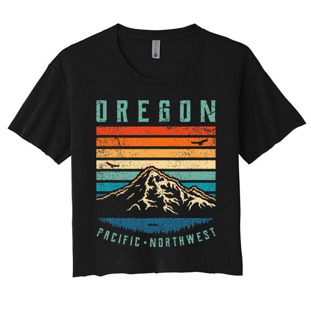 Oregon Retro Vintage Portland Home State Mountains Crop Top