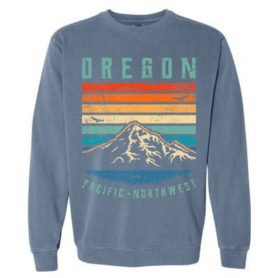 Oregon Retro Vintage Portland Home State Mountains Garment-Dyed Sweatshirt