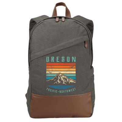 Oregon Retro Vintage Portland Home State Mountains Cotton Canvas Backpack