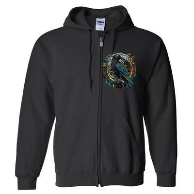 Odins Raven Viking Midgard Thor Walhalla Full Zip Hoodie