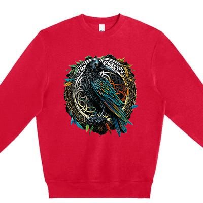 Odins Raven Viking Midgard Thor Walhalla Premium Crewneck Sweatshirt