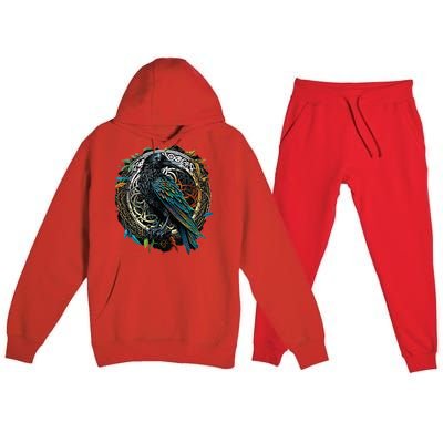 Odins Raven Viking Midgard Thor Walhalla Premium Hooded Sweatsuit Set