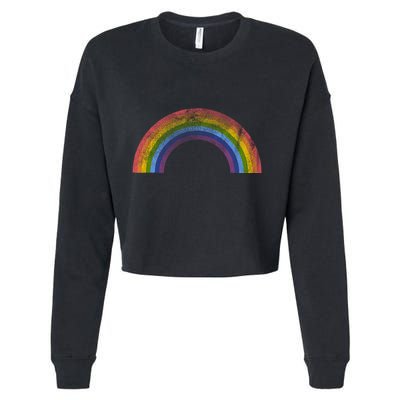 Original Rainbow Vintage Retro 80's Style Gay Pride Cropped Pullover Crew