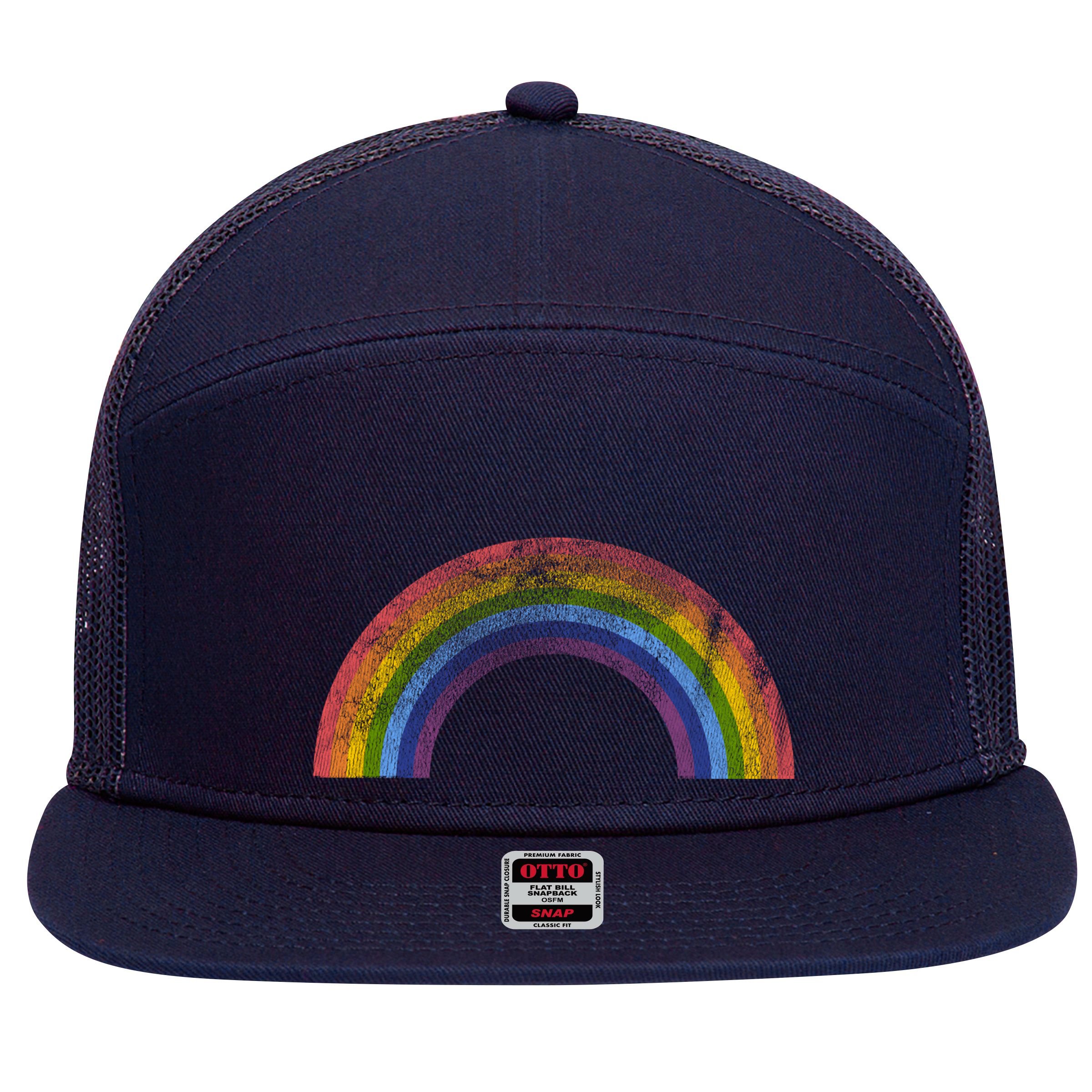 Original Rainbow Vintage Retro 80's Style Gay Pride 7 Panel Mesh Trucker Snapback Hat