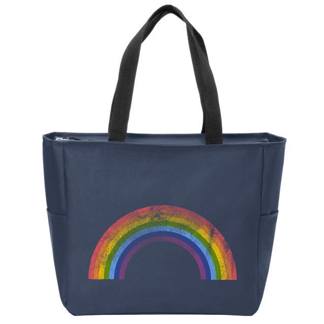 Original Rainbow Vintage Retro 80's Style Gay Pride Zip Tote Bag