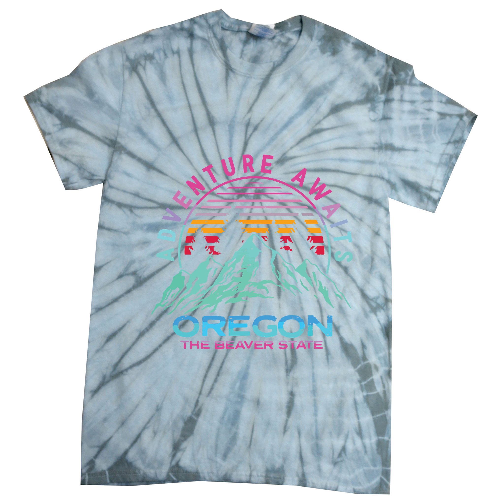 Oregon Retro Vintage Mountain Outdoors State Graphic Design Tie-Dye T-Shirt