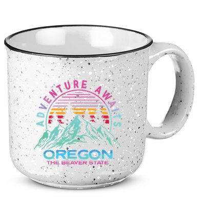 Oregon Retro Vintage Mountain Outdoors State Graphic Design 15oz Campfire Ceramic Mug