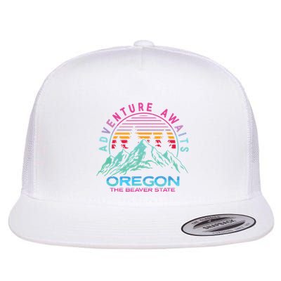 Oregon Retro Vintage Mountain Outdoors State Graphic Design Flatbill Hat