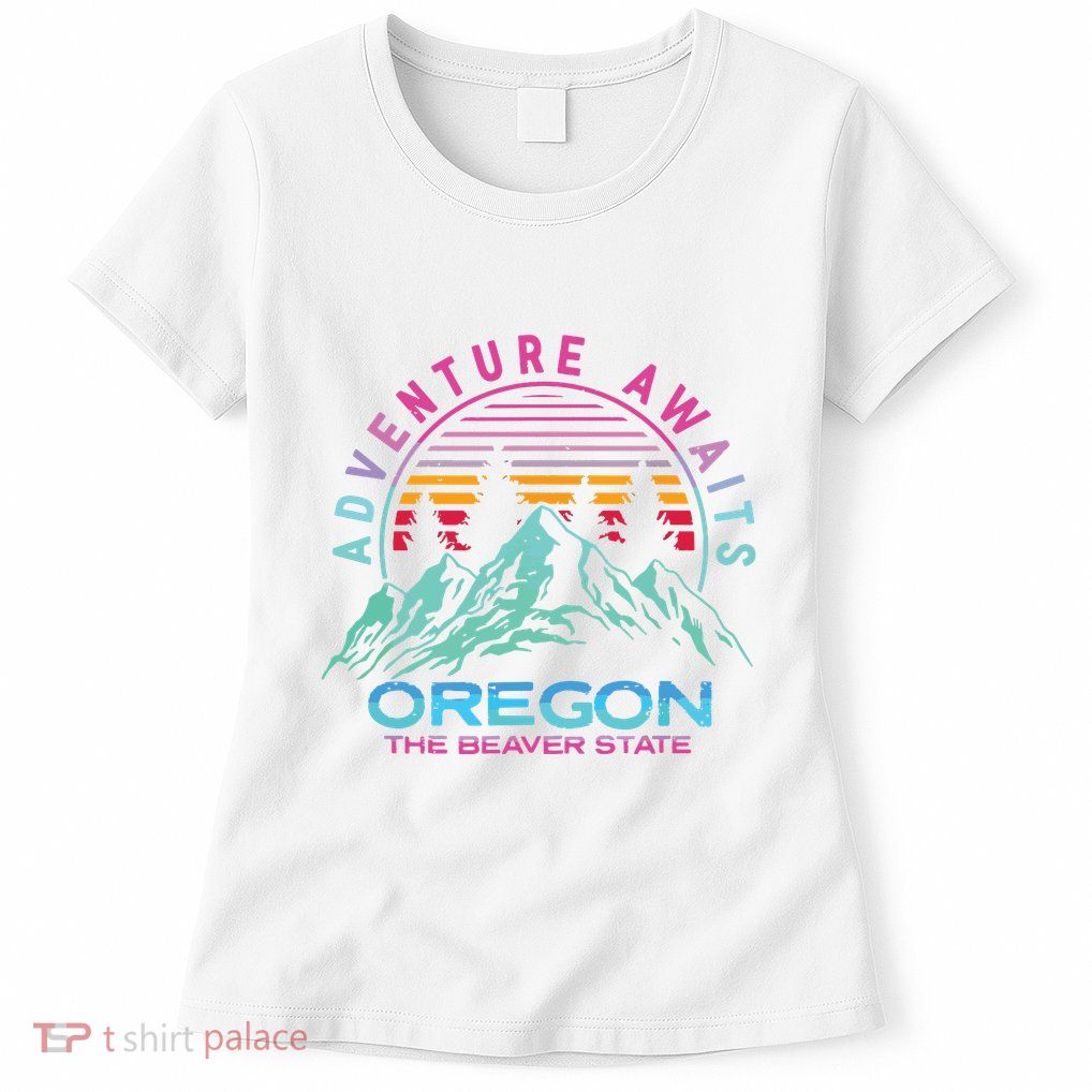 Oregon Retro Vintage Mountain Outdoors State Graphic Design Womens T-Shirt