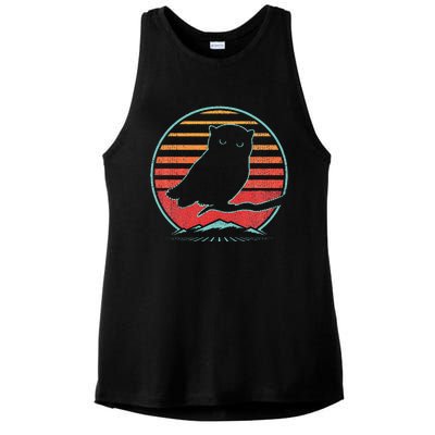 Owl Retro Vintage 80s Style Birding Gift Ladies PosiCharge Tri-Blend Wicking Tank