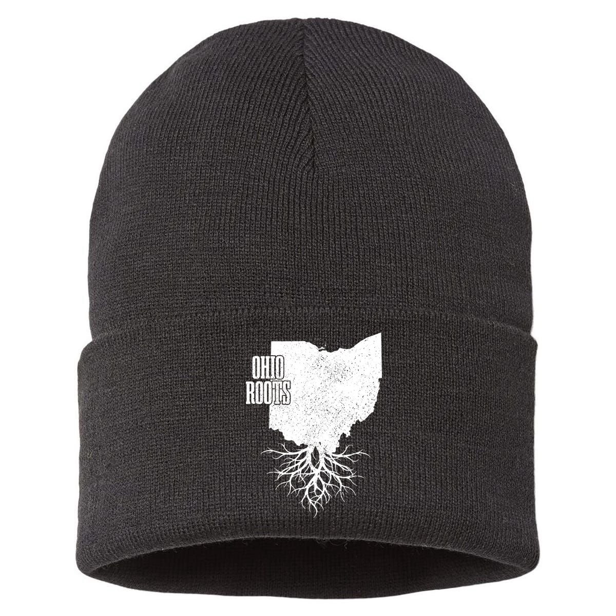 Ohio Roots Vintage Usa Patriotic Pride State Map Sustainable Knit Beanie
