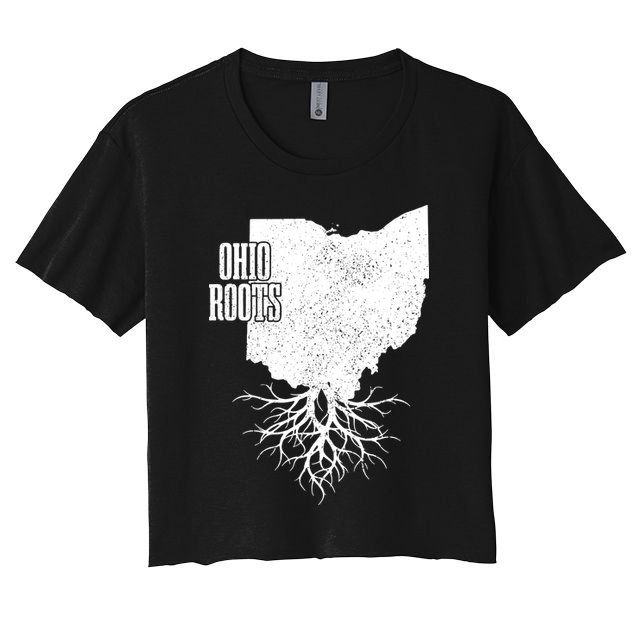 Ohio Roots Vintage Usa Patriotic Pride State Map Crop Top