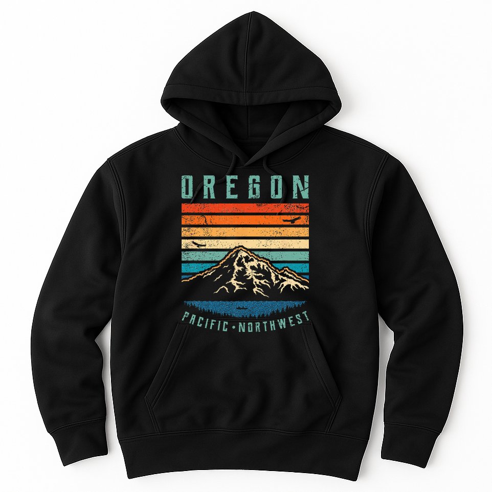 Oregon Retro Vintage Portland Home State Mountains Hoodie